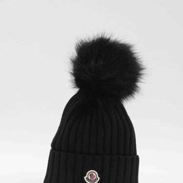 Moncler Women Wool Beanie With Pom Pom