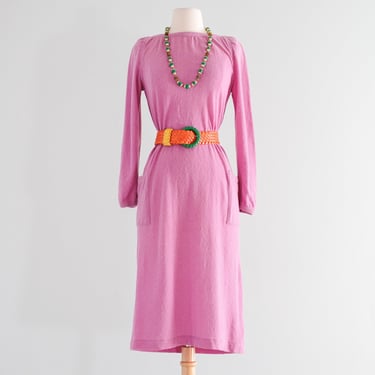 Vintage 1970's  Missoni Knit Day Dress In Wild Orchid / SM