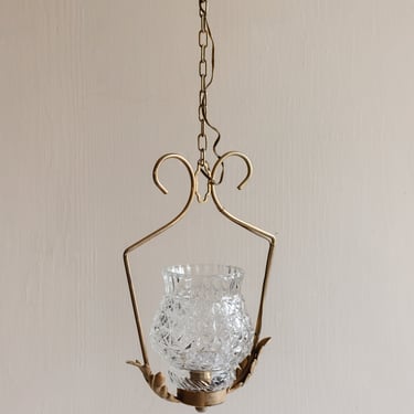 vintage French cut glass and gilt brass pendant