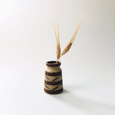 Tapered Striped Pottery Bud Vase 