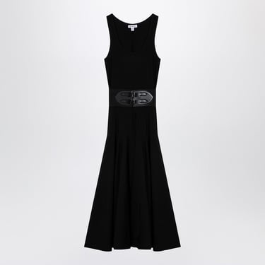 Alaia Black Viscose Knit Dress With Belt Women