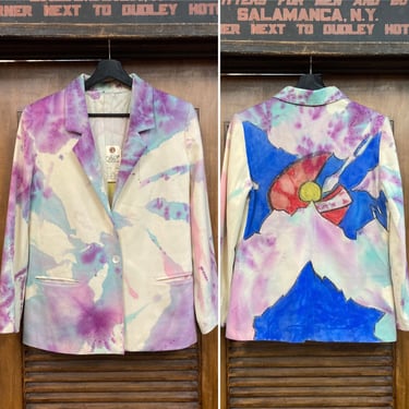Vintage 1960’s Mod Hippie Artwork Blazer Sport Coat Jacket, 60’s Custom Vintage, Vintage Tie Dye, Vintage Clothing 