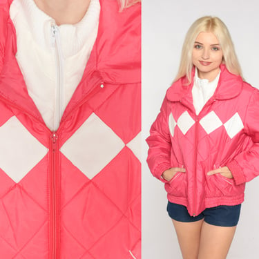 Vintage 80s 90s Puffy SKI JACKET Colorful Shapes Neon Color 