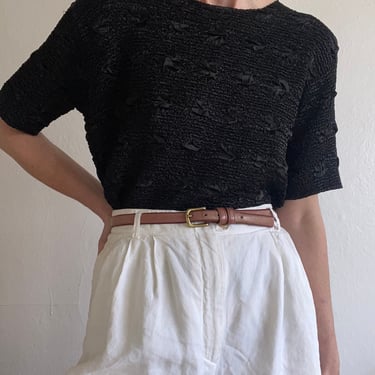 vintage black poly textured stretch top 