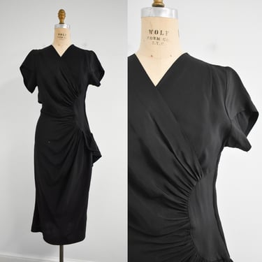 1940s Black Crepe Dress 