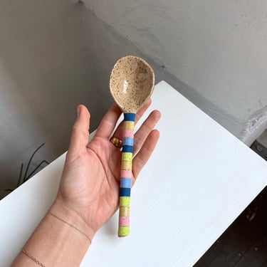 Colorful Striped Ceramic Spoon, Handmade Colorful Ceramic Spoon by The Object Enthusiast, unique ceramic gift, ceramic spoon 