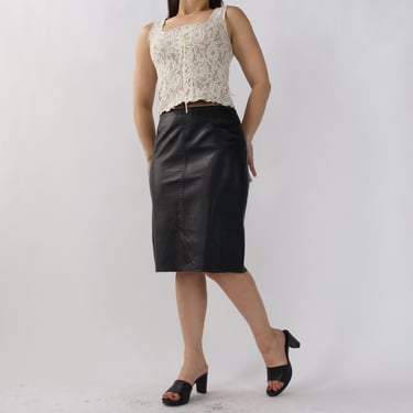 90s Buttery Leather Skirt - W28