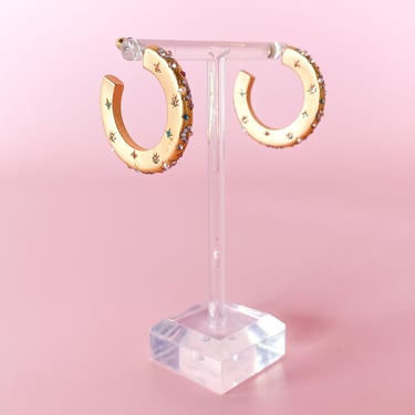 Gold Celestial Bejeweled Hoop Earrings