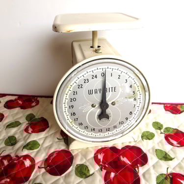 Vintage Way Rite Kitchen Scale, Cream Gray Kitchen Scale, Chicago USA, Midcentury Kitchen Scale Decor 