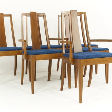 Broyhill Forward 70 Mid Century Walnut Dining Chairs - Set of 6 - mcm 