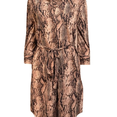 L'Agence - Beige, Black, & Cream Snakeskin Print Shirtdress Sz XS