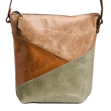 The Small North South Nelson Colorblock | Handmade Leather Crossbody Tote Bag | choice of closure 