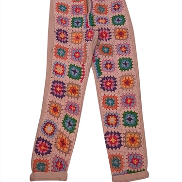 We The Free - Cream & Multi Color Crochet Detail Jeans Sz 0