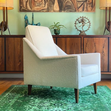 HOLD SCOTT Mid-Century Modern Reupholstered Highback Lounge Chair, Circa 1960s - *Please ask for a shipping quote before you buy. 