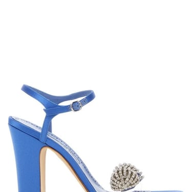 Manolo Blahnik Women Blue Satin Elhob Sandals