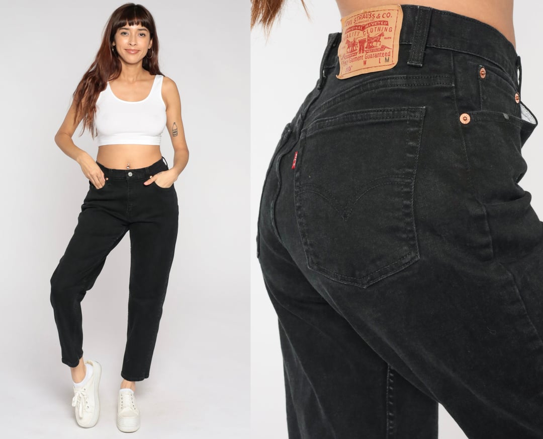 Vintage Levis 550 Black Jeans, Made in USA, Relaxed Fit