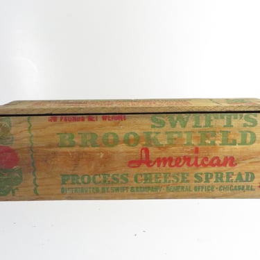 Vintage Swift's Brookfield American Cheese Spread Box - Brookfield Wood Cheese Box 