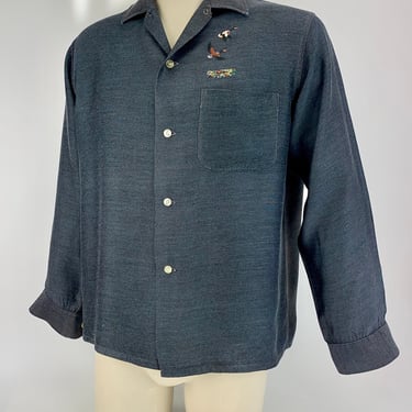 1950's Rayon Shirt- PLEASURE KING LABEL - Deep | Gabriela's