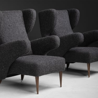 Wing Chairs in Rosemary Hallgarten Alpaca Boucle