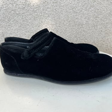 Vintage DKNY funky flat Mary Jane style shoes black velvet Sz 8.5 B made in Italy 