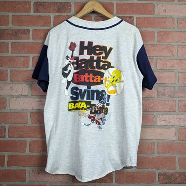 Vintage 90s Double Sided Tweety Bird "Swing Batta" ORIGINAL Baseball Jersey Tee - Extra Large 