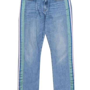 Victoria Beckham - Medium wash Straight Leg Jeans w/ Multicolor Side Stripe Sz 0