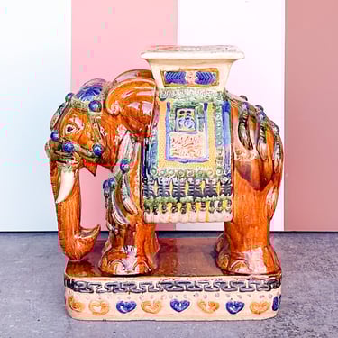 Colorful Terracotta Elephant Garden Seat