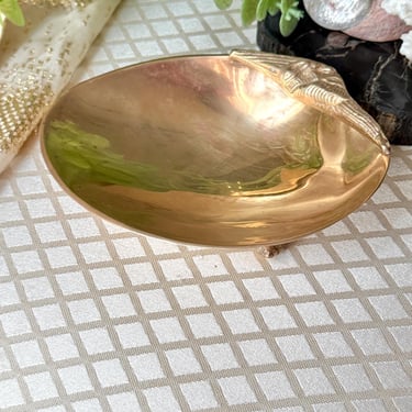 Brass Dish, Scallop Seashell, Trinket Dish, Ashtray, Bowl Dresser Dish, Mid Century Vintage Decor 