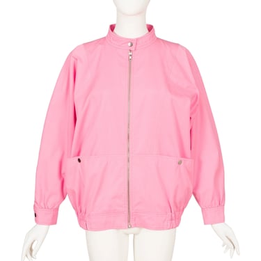 Courrèges 1980s Vintage Bubblegum Pink Cotton Bomber Jacket 