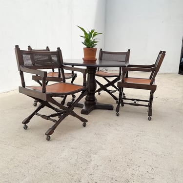 Leather Studded Cane Back Dining Set