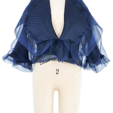 Issey Miyake Blue Chiffon Overlay Top