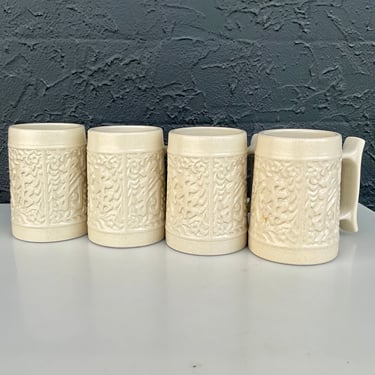 Carved Ceramic Asain Mug Set