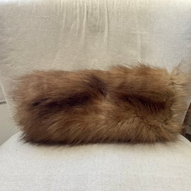 Vintage 40s 50s FAUX FUR MUFF / Hand Warmer / Fur Lined 