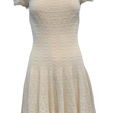 Alaia Y2K White Textured Knit Drop Waist Dress
