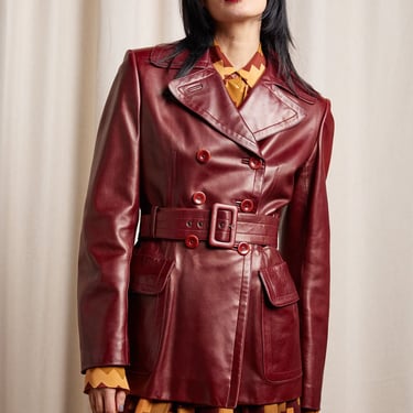 ALAIA 80s Burgundy Leather Jacket