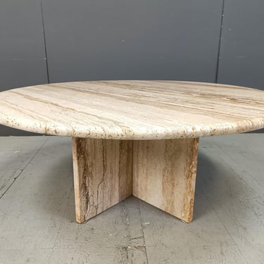 Vintage round travertine coffee table, 1970s - vintage italian stone coffee table - round stone coffee table - round marble coffee table 