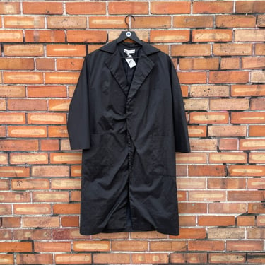 vintage 80s mori hanae black open front trench jacket / s small 