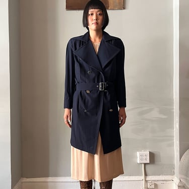 Thierry Mugler Navy Wool Trench Coat Dress 