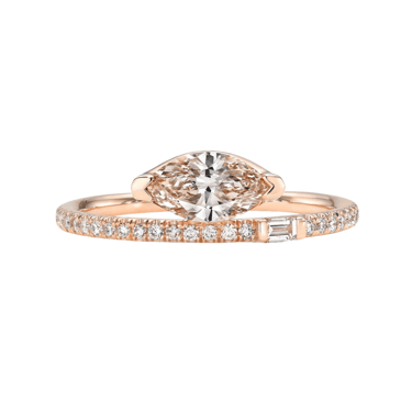 Skinny Perch Ring with Marquise Champagne Diamond — Commitment, Curated