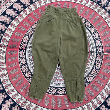 True vintage ‘40s children’s olive drab cotton jodhpurs | The Summers 1940’s riding pants, equestrian, country breeches, girls 21” waist 