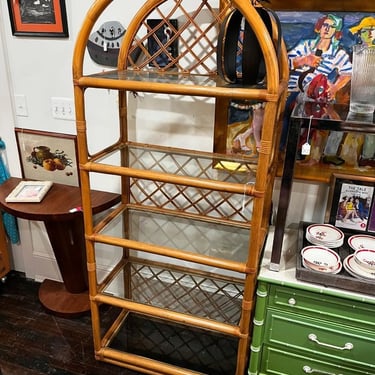 Bamboo etagere, 32” x 16” x 74.5” 