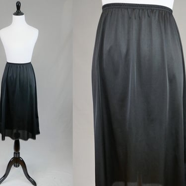80s 90s Black Half Slip - Nylon Skirt Slip - Lace Trim Hem - Adonna JC Penney - Vintage 1980s 1990s - Size L Large 