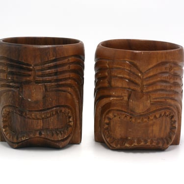 vintage wooden tiki mugs 