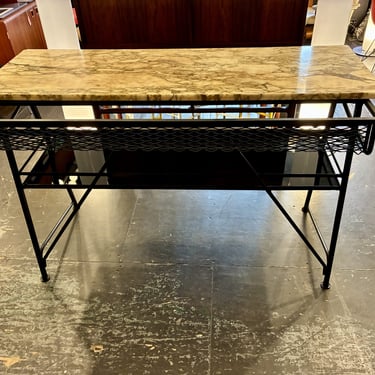 Iron, Marble & Glass Bar by Mario Tempestini for Salterini