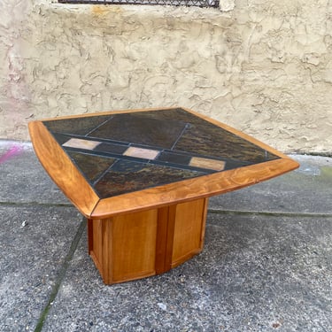 Mid century end table Danish modern side table mid century mosaic tile top table 