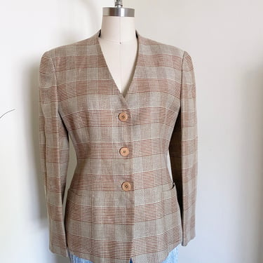 Vintage 90's Armani Collarless Blazer, Designer Vintage 