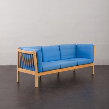 Danish mid century deep blue three seater sofa attr. to Stouby, 1980s. 