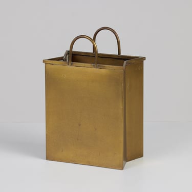 Petite Gio Ponti Attributed Patinated Brass Shopping Bag 