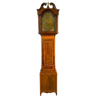 Scottish John Smith Pittenweem George III Inlaid Flame Mahogany Grandfather Clock