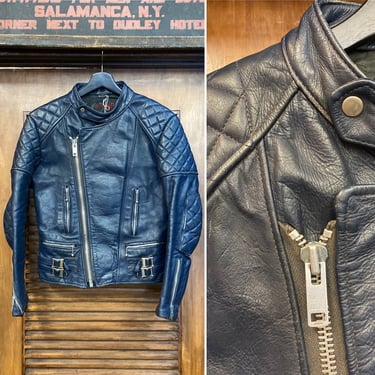 Vintage 1960’s Made in U.K. Lewis Leathers Style Cafe Racer Leather Jacket, 60’s Motorcycle Jacket, 60’s Biker Jacket, Vintage Clothing 